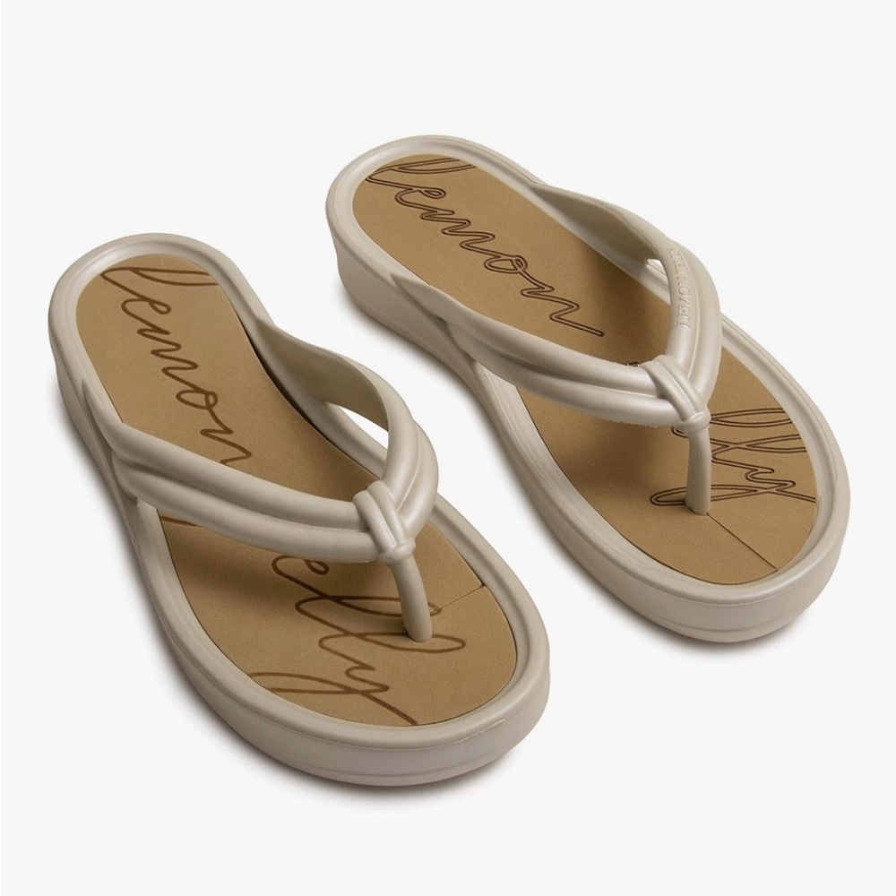 Lemon Jelly Mare Platform Flip Flop Sandals NWT Warm Gray